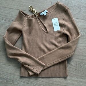 Asymmetrical Sweater with Gold Chain Strap BRAND NEW